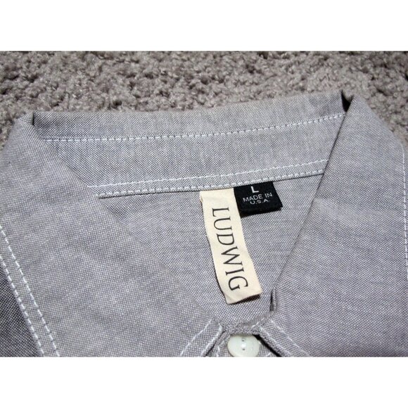 Ludwig Black Chambray Long Sleeve Button-up Shirt sz L made in usa streetwear - Picture 4 of 7